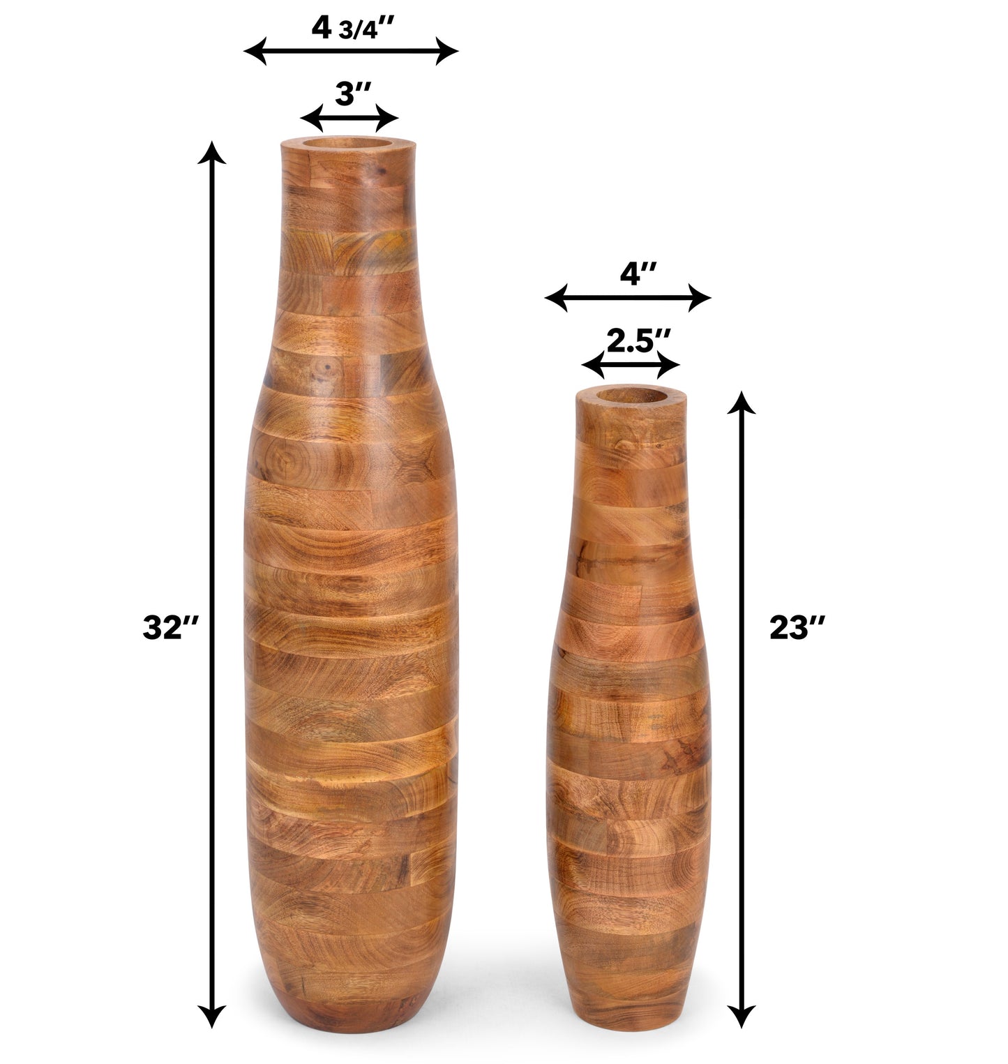 Tall Floor Vase - Extra Large Wooden Vase for Pampas Grass Decor 32"