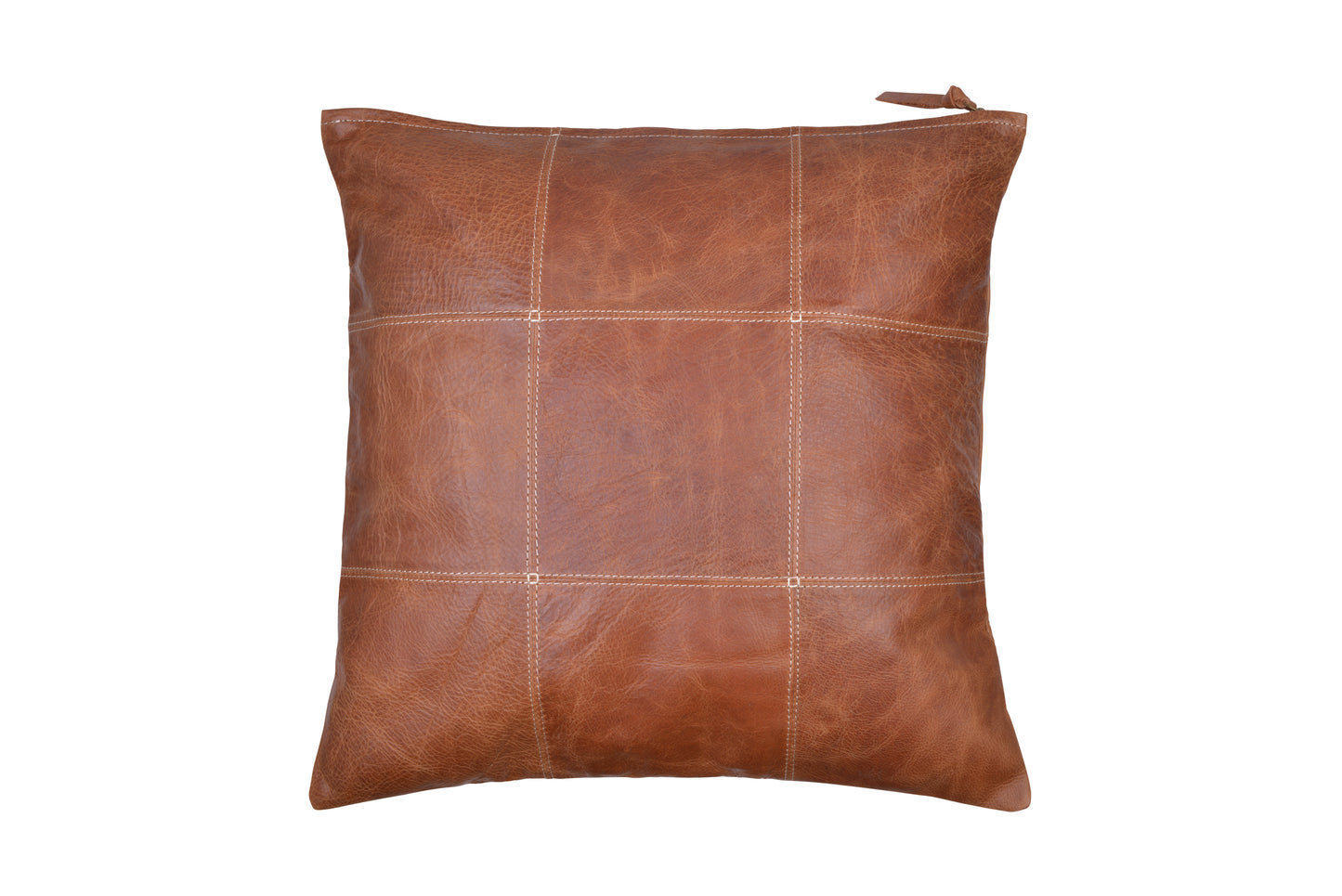 Leather Pillow Cover - Hand Finished Brown Real Leather Cushion Cover 18"x18"