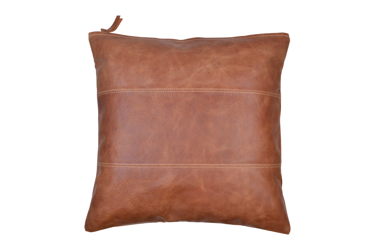 Leather Pillow Cover - Hand Finished Brown Real Leather Cushion Cover 18"x18"