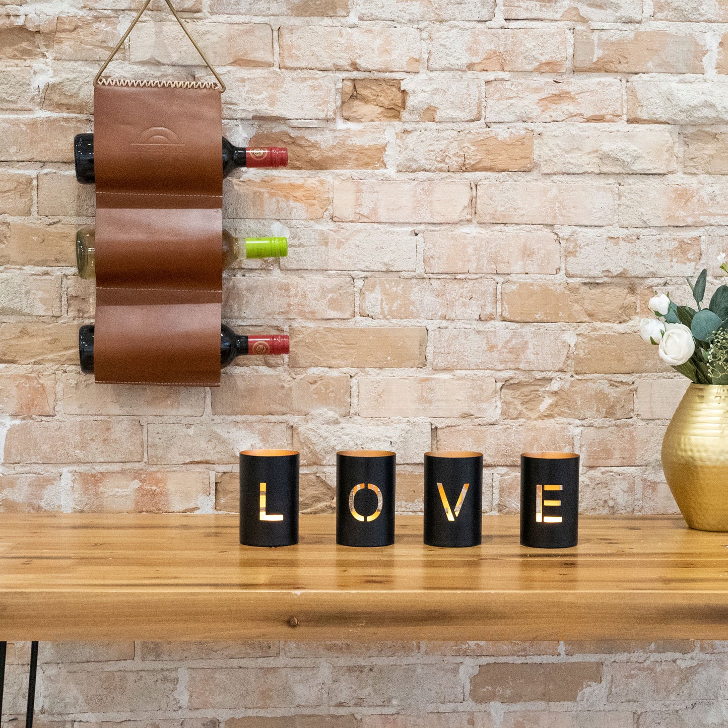 Leather Hanging Wine Rack for 3 or 6 Bottles