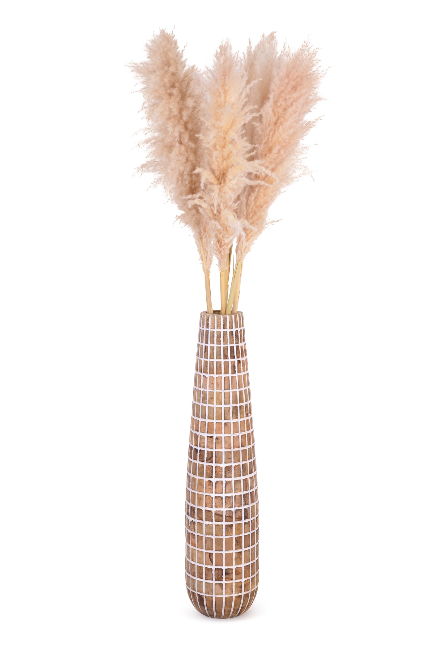 Tall Floor Vase - Extra Large Wooden Vase for Pampas Grass 32"