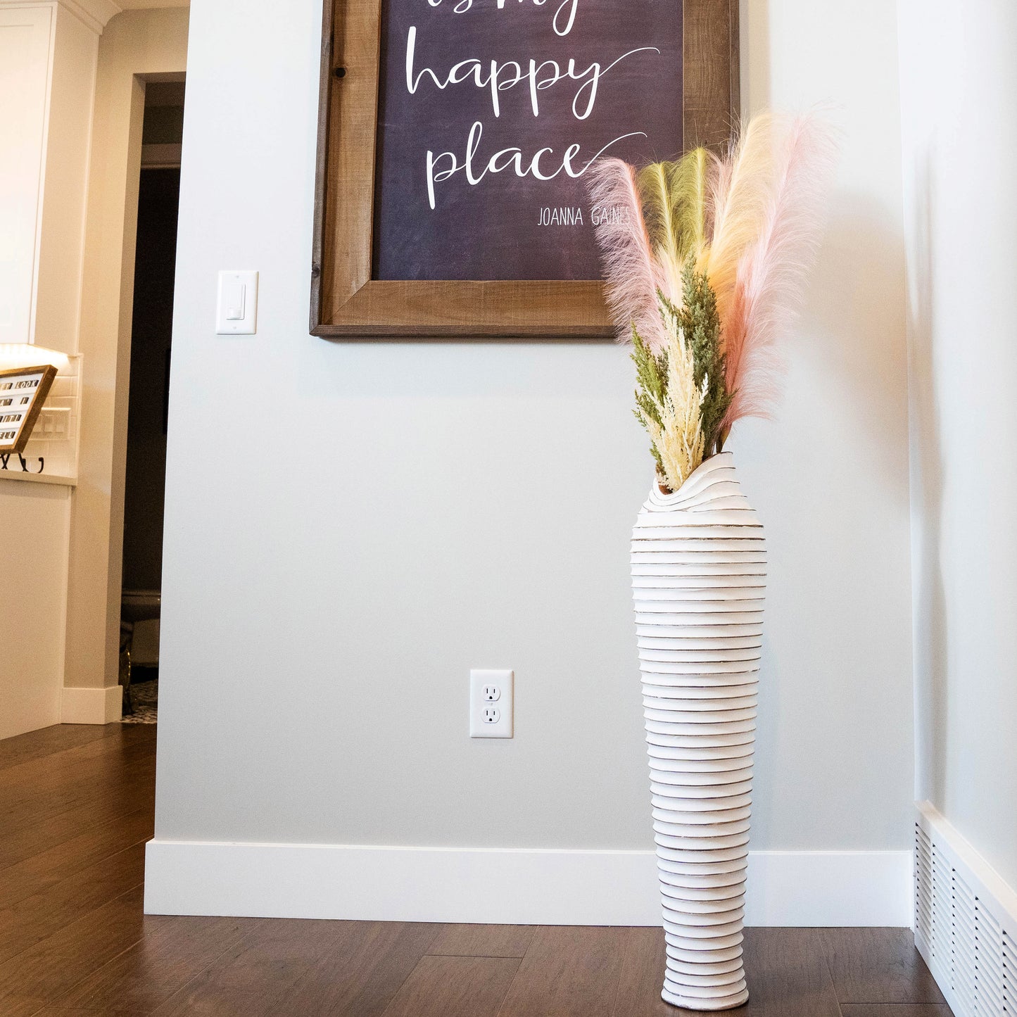 tall white floor vase for pampas grass