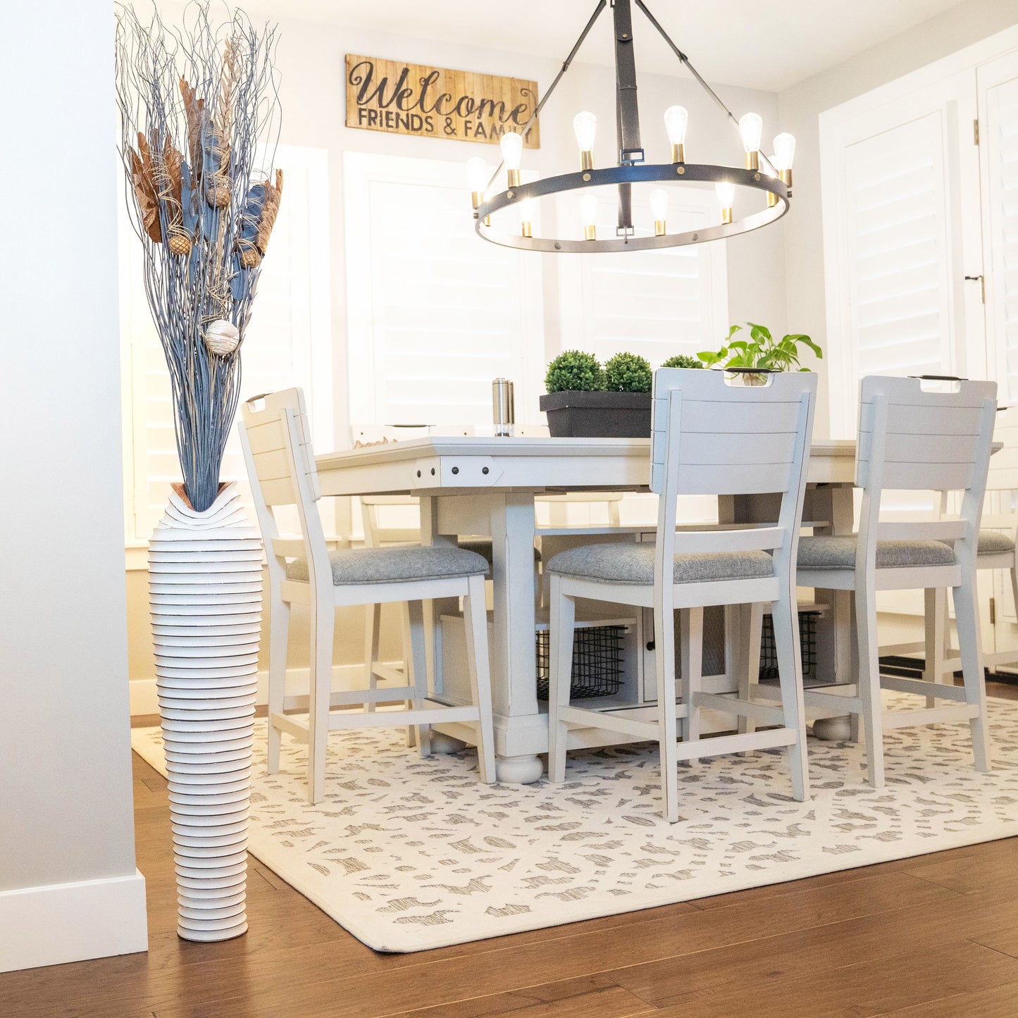 tall white floor vase for pampas grass