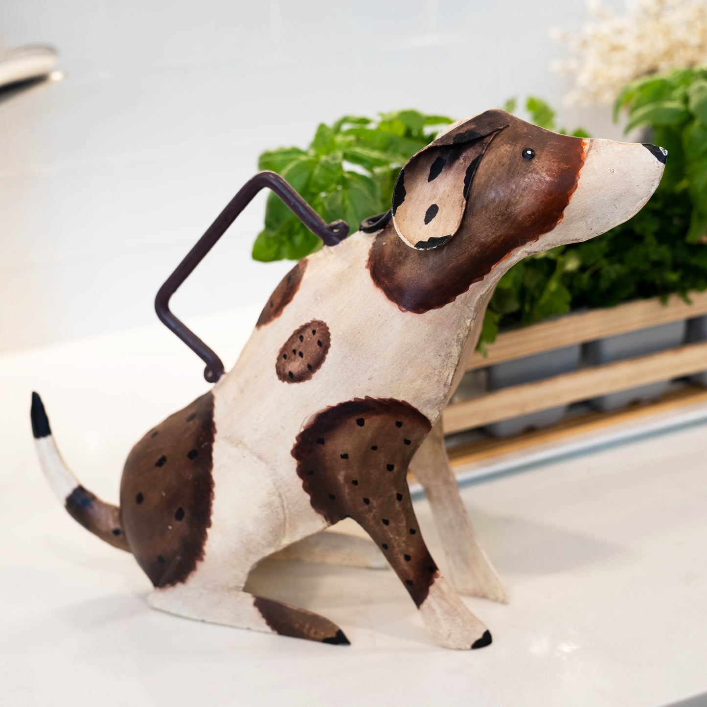 cute dog metal watering can for indoor plants