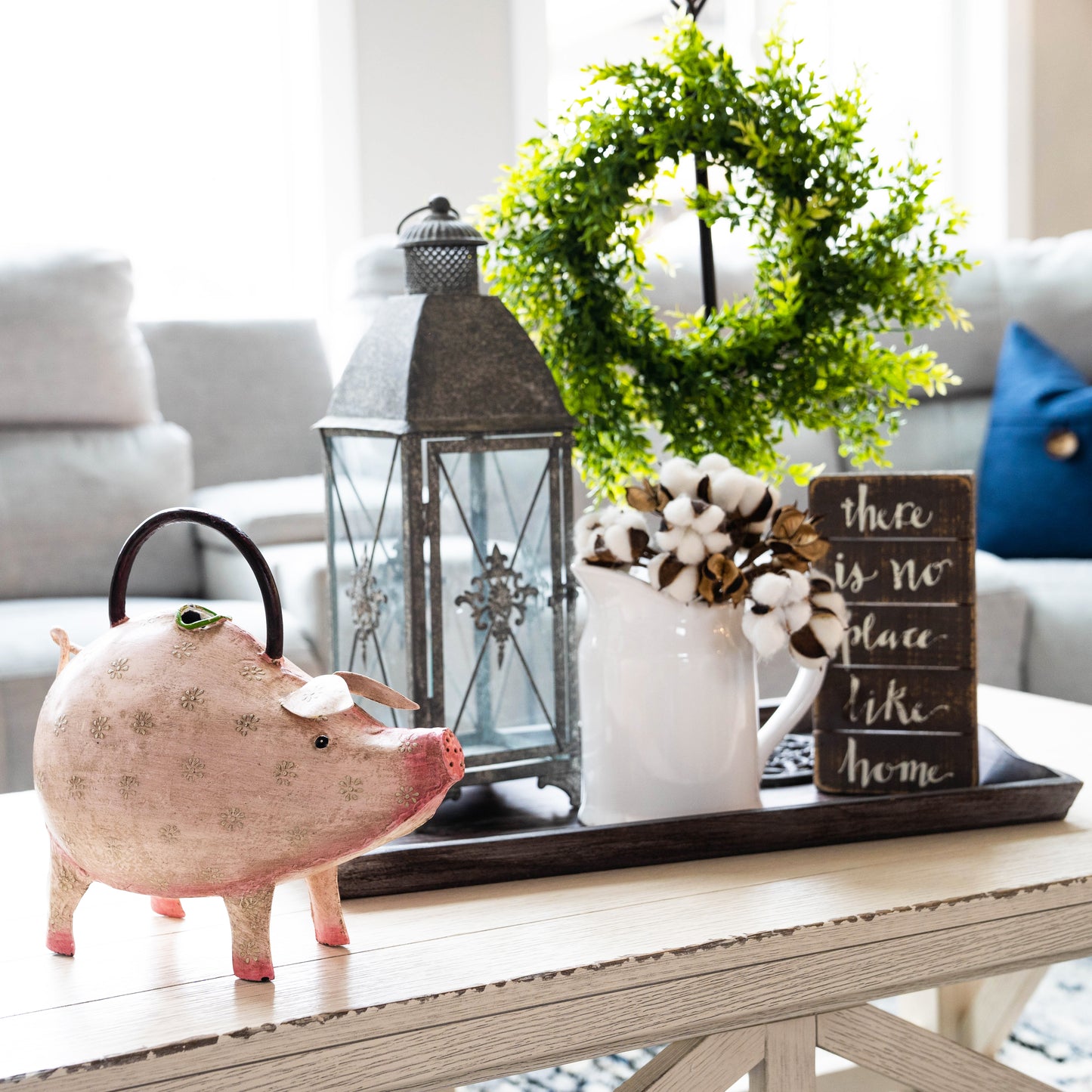 cute metal pink pig watering can for indoor plants