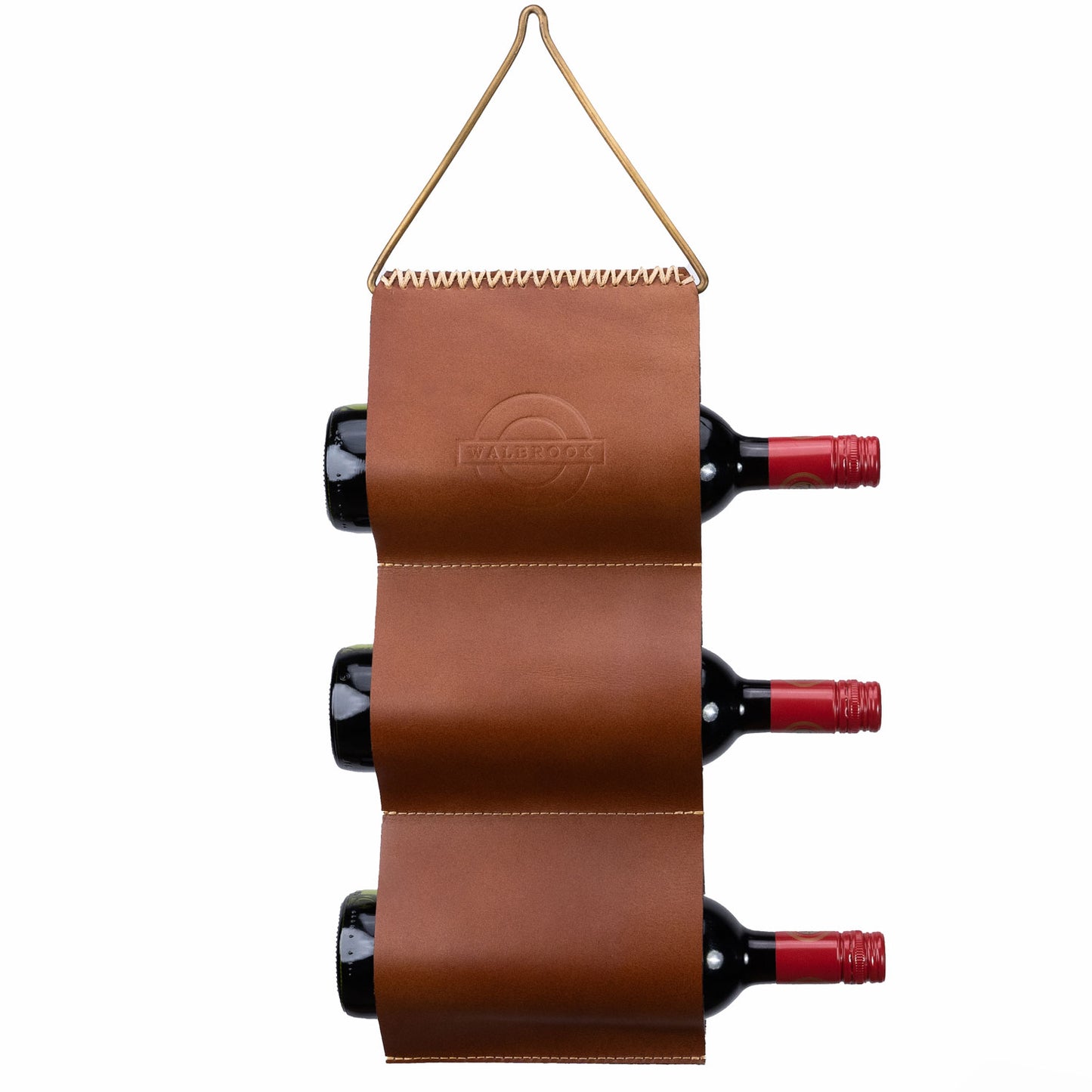 Leather Hanging Wine Rack for 3 or 6 Bottles