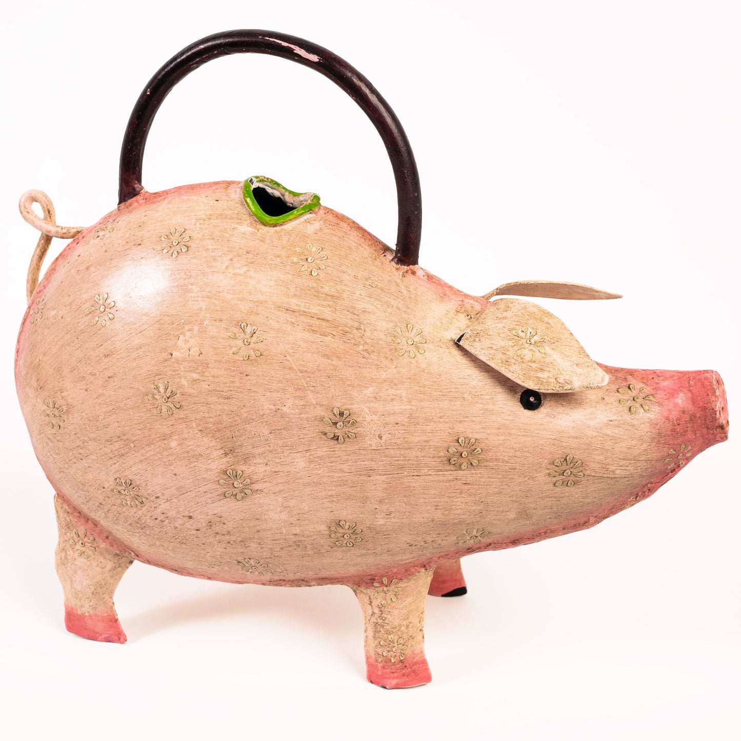 cute metal pink pig watering can for indoor plants