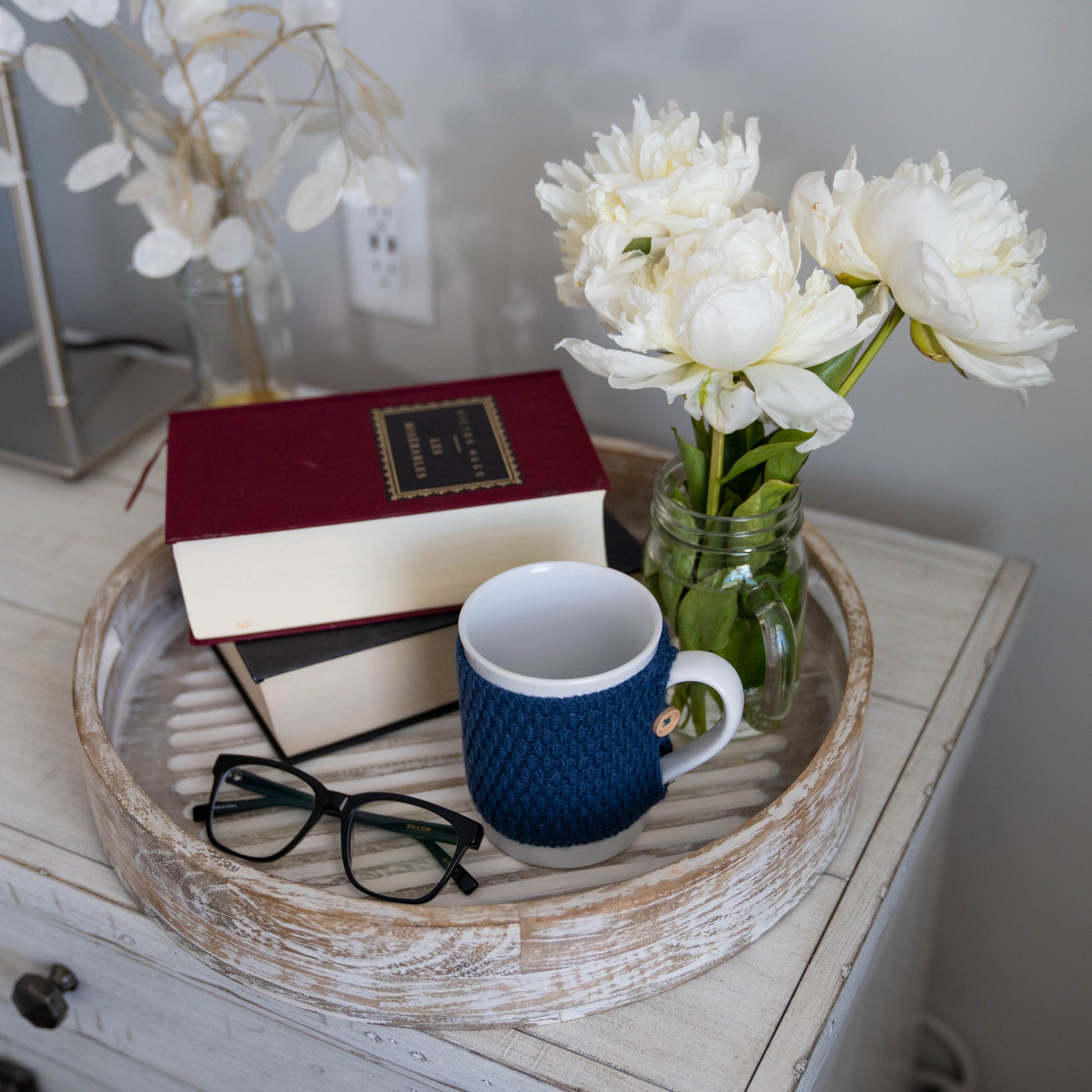 round wooden farmhouse tray