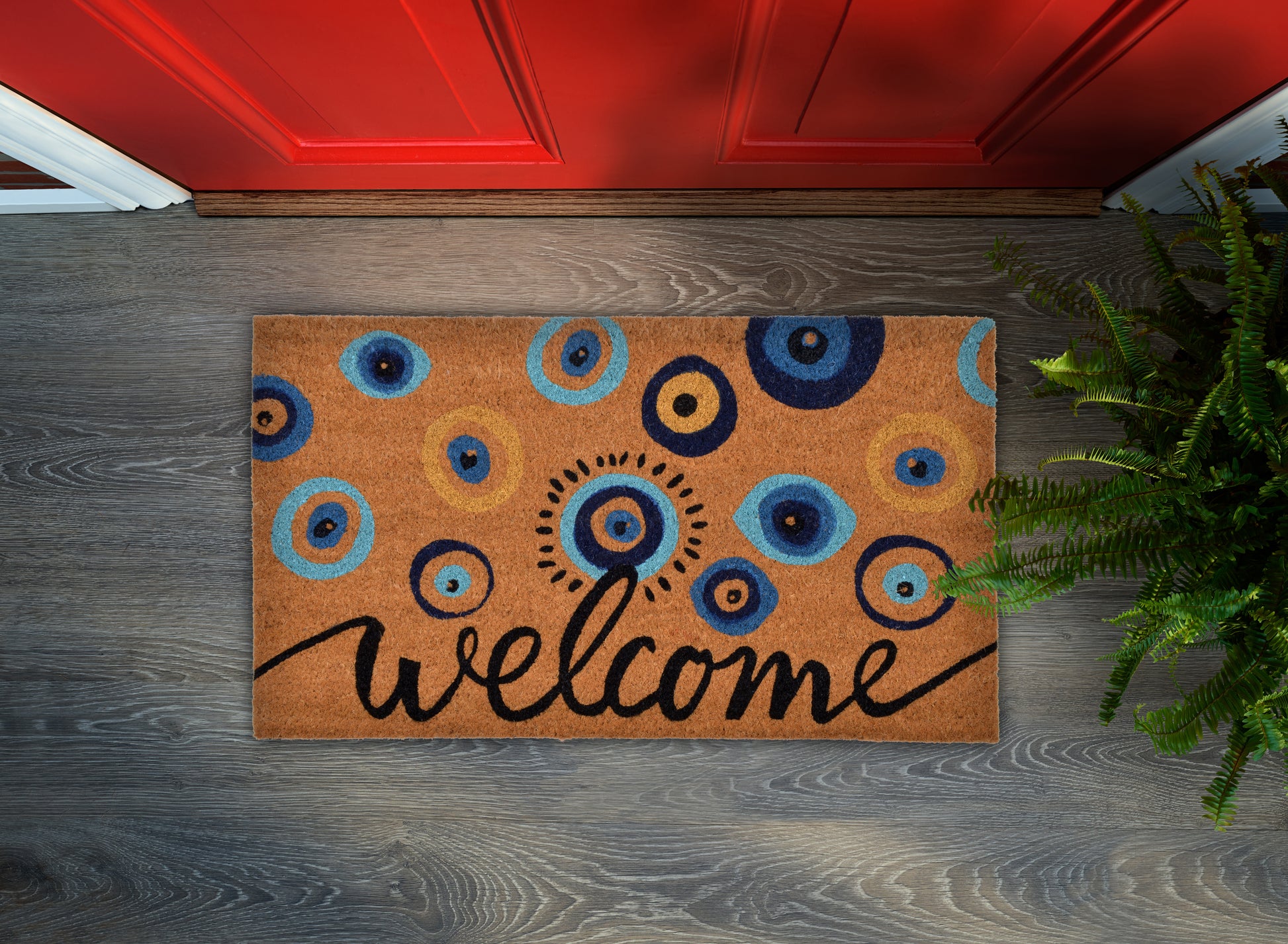 Evil Eye Protection Waterproof Coir Indoor Outdoor Entrance Home Doorm —